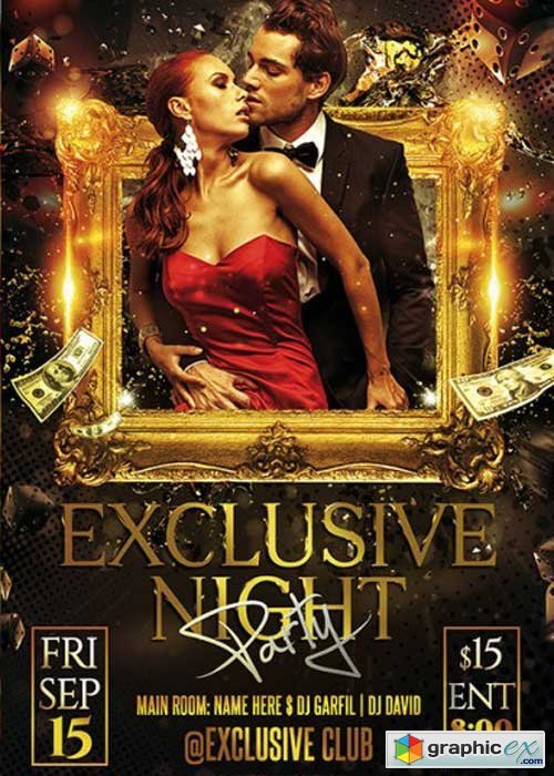 Exclusive Night Party Premium Flyer Template + Facebook Cover
