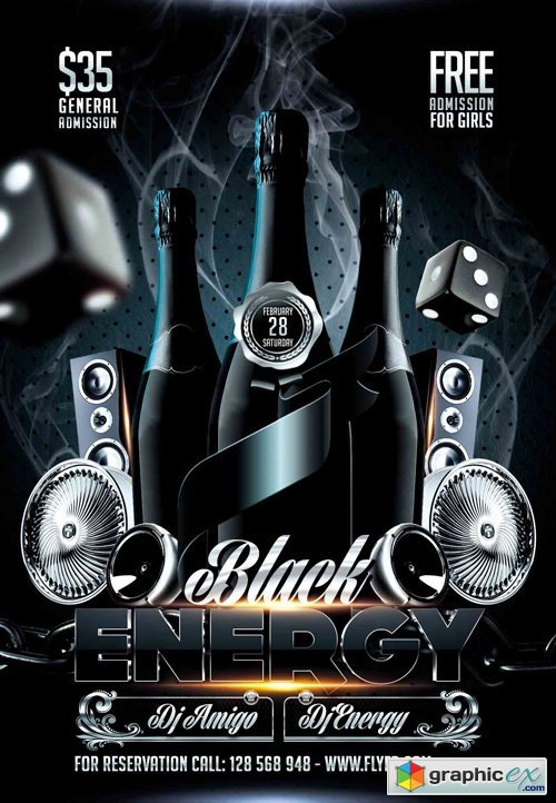 Black Energy  Flyer PSD Template + Facebook Cover