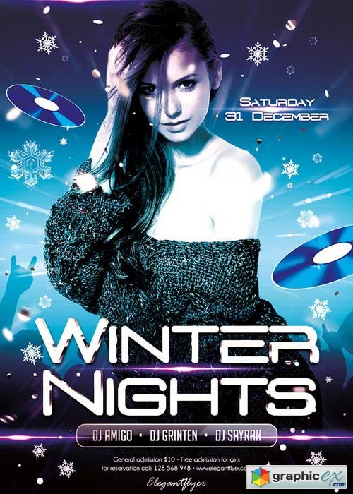 Winter Nights  Flyer PSD Template + Facebook Cover