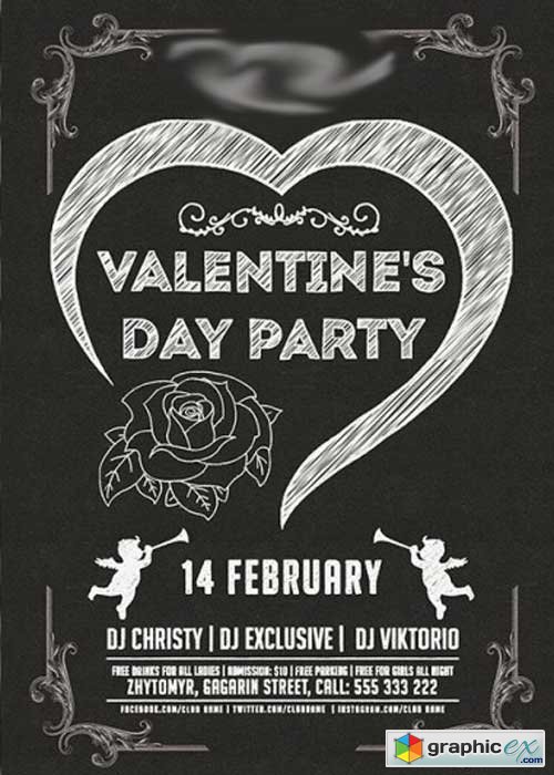 Minimal Valentines Day Party Premium Flyer Template