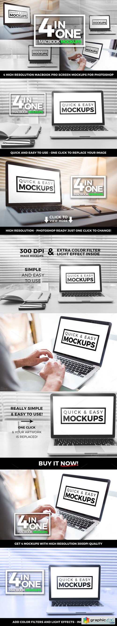 Macbook Pro Mockup Office 4 in one