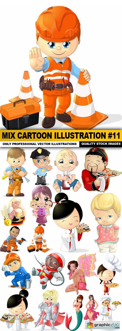 Mix cartoon Illustration #11 - 19 Vector