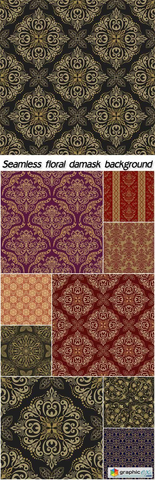 Seamless floral damask background vector, victorian style