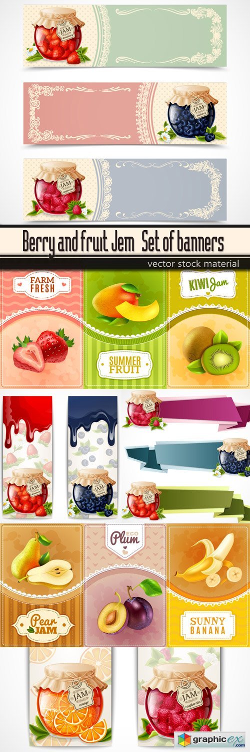 Berry and fruit Jem - Set of banners