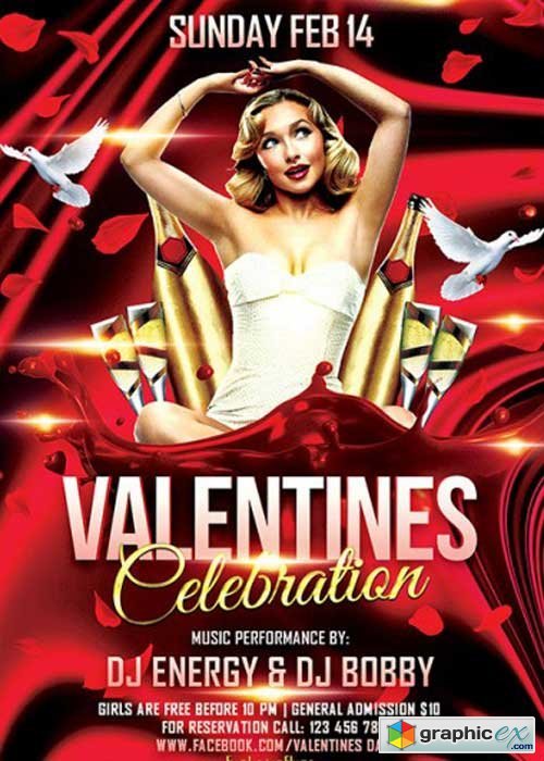 Valentines Celebration Premium Flyer Template + Facebook Cover