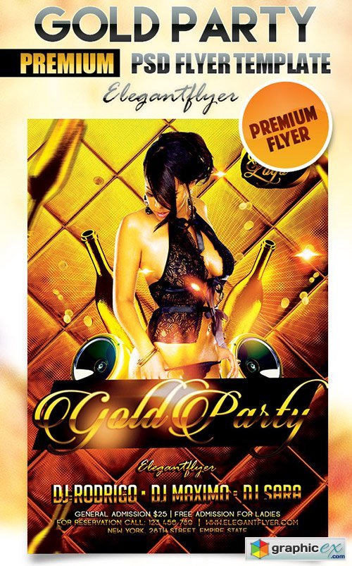  Gold Party Flyer PSD Template + Facebook Cover