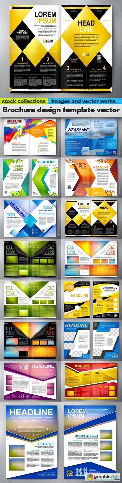 Brochure design template vector, 15 x EPS