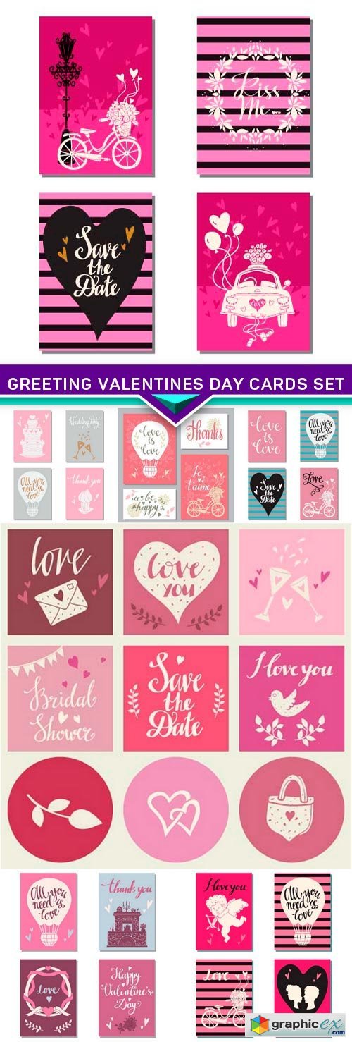 Greeting valentines day cards set 7x EPS