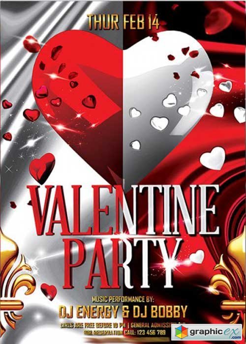  Valentines Party Premium Flyer Template + Facebook Cover
