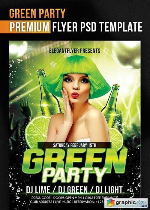  Green Party Flyer PSD Template + Facebook Cover