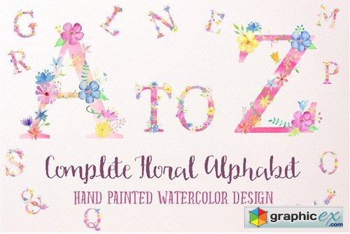 Pink Floral Alphabet A to Z