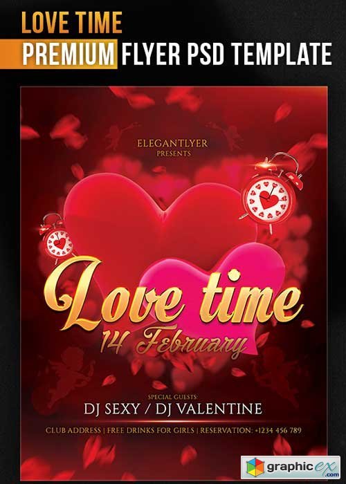  Love Time Flyer PSD Template + Facebook Cover