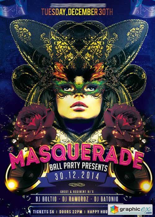  Masquerade Ball Party Premium Flyer Template