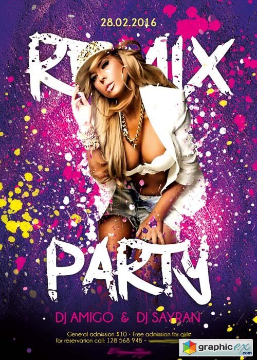  Remix Party Flyer PSD Template + Facebook Cover