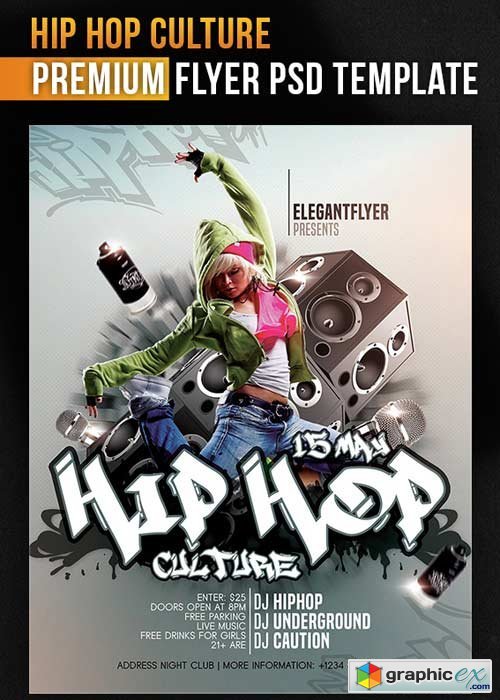  Hip Hop Culture Flyer PSD Template + Facebook Cover