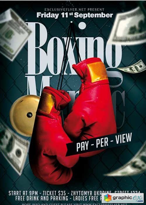  Boxing Maniac Premium Flyer Template + Facebook Cover