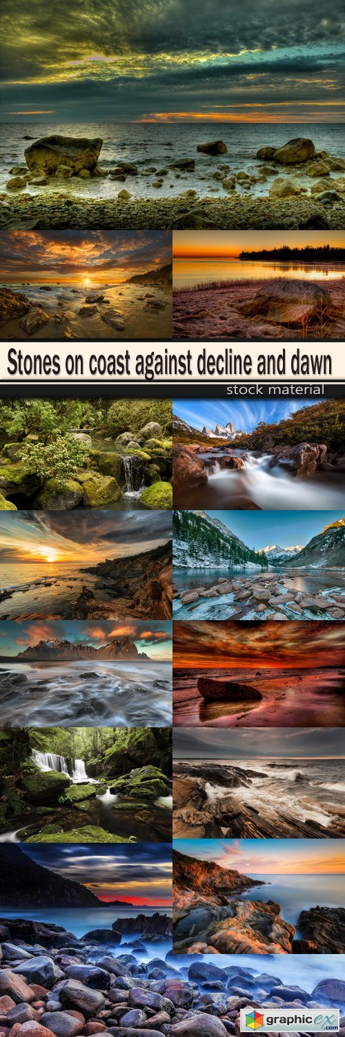 Stones on coast against decline and dawn