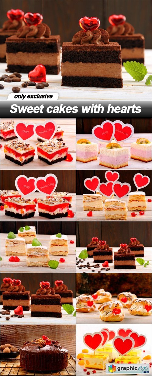 Sweet cakes with hearts - 10 UHQ JPEG