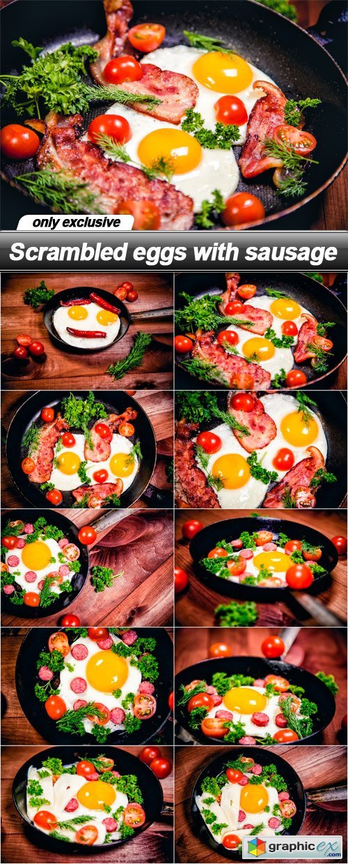  Scrambled eggs with sausage - 10 UHQ JPEG