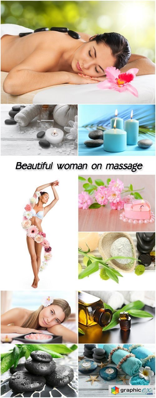 Beautiful woman on massage, composition of spa treatment