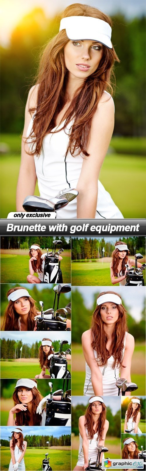 Brunette with golf equipment - 10 UHQ JPEG