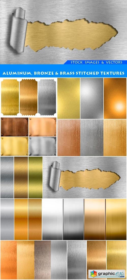  Aluminum, bronze & brass stitched textures 10X JPEG