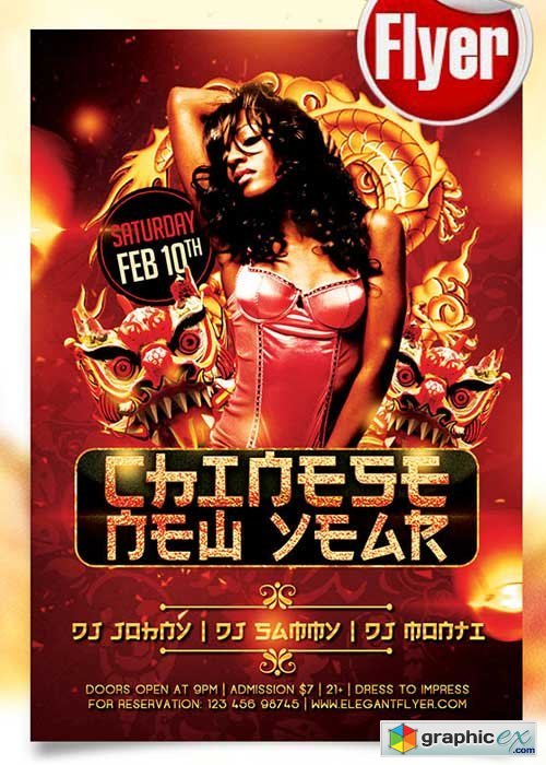  Chinese New Year Flyer PSD Template + Facebook Cover