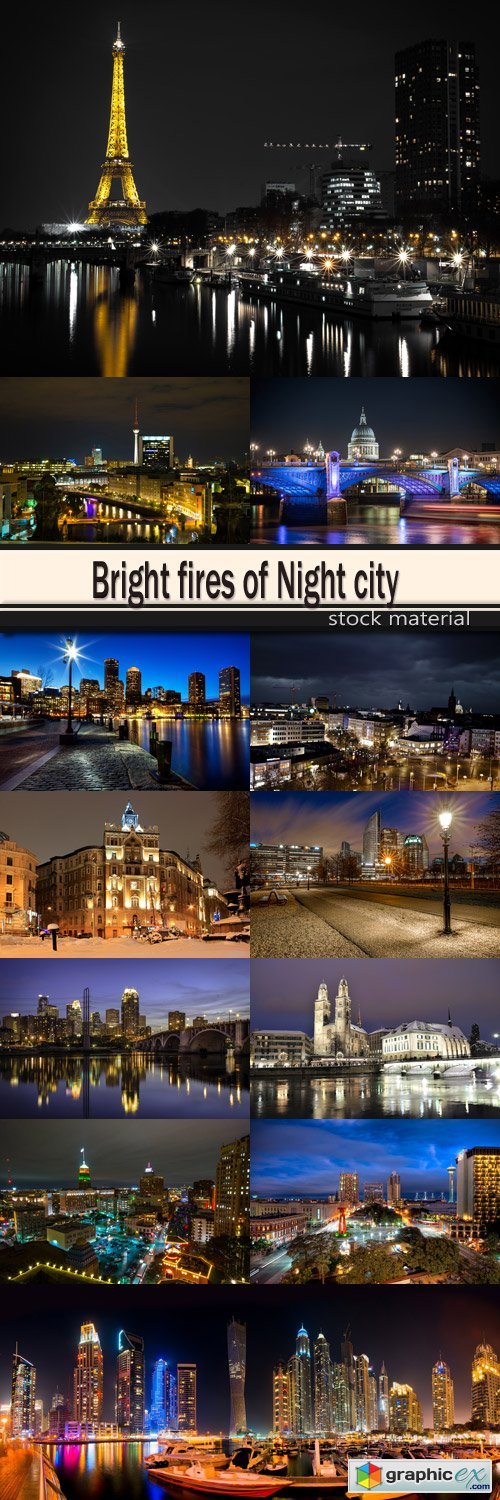 Bright fires of Night city