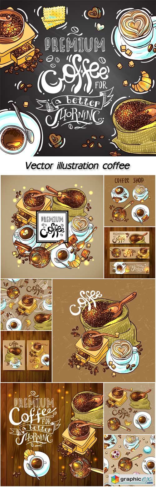  Sketch vector illustration coffee