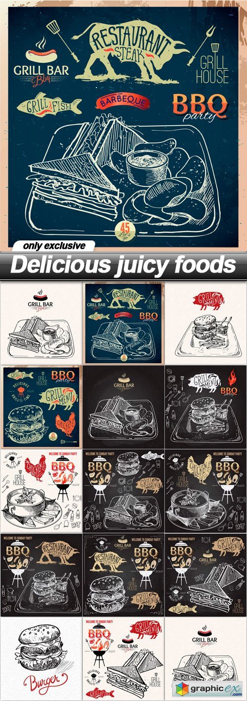 Delicious juicy foods - 14 EPS