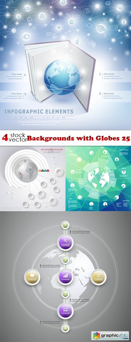 Vectors - Backgrounds with Globes 25