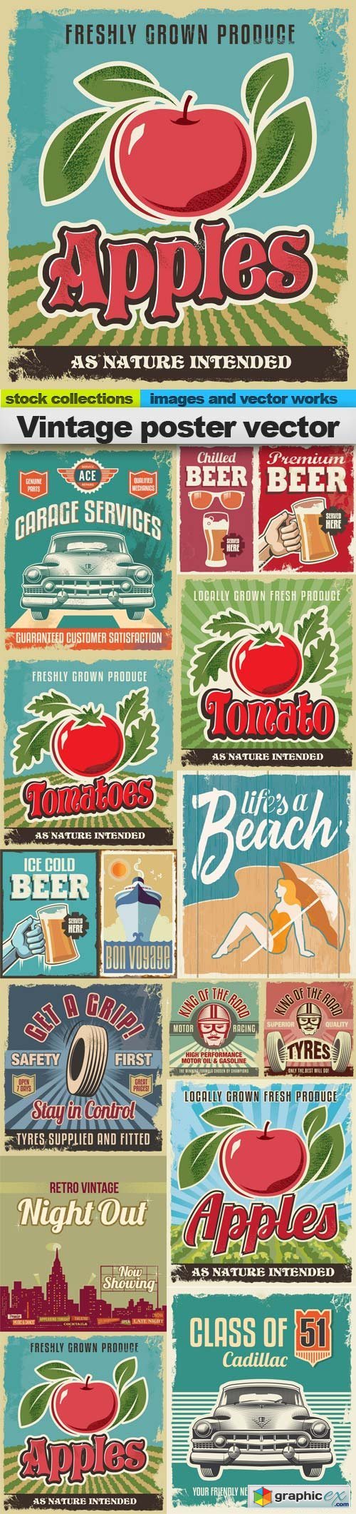 Vintage poster vector, 15 x EPS
