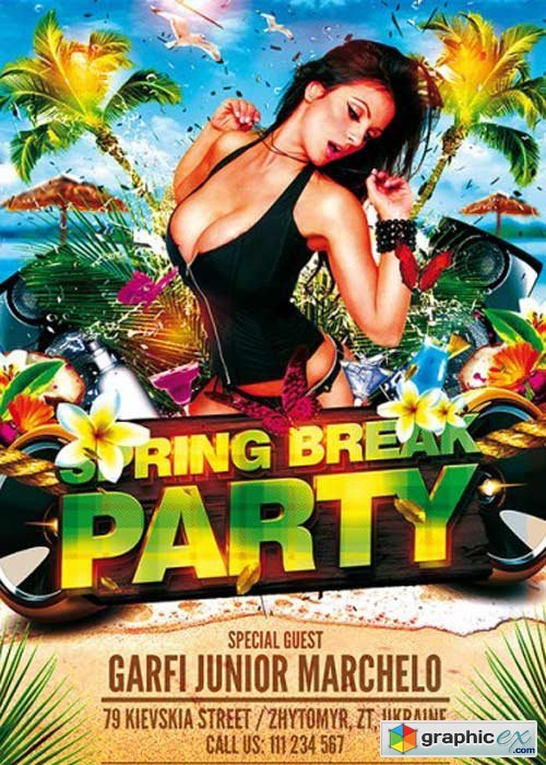  Spring Break Party Premium Flyer Template