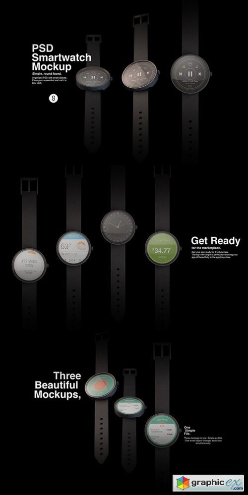 Round-Faced Smartwatch Mockup