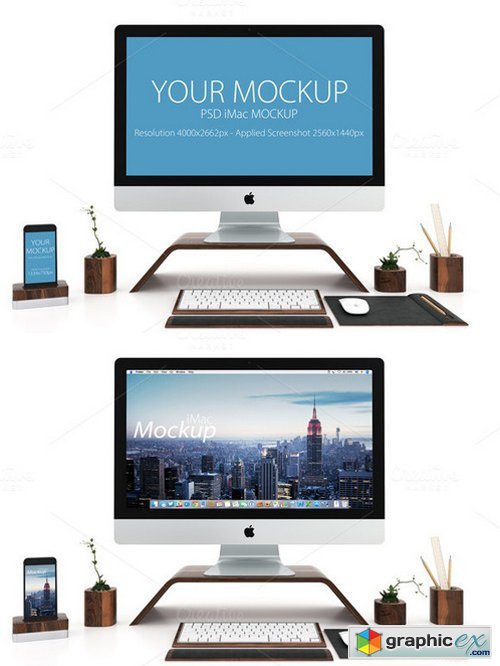 iMac and iPhone mockup in white