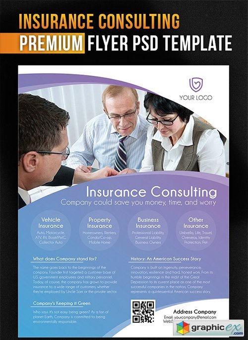 Insurance Consulting Flyer PSD Template + Facebook Cover