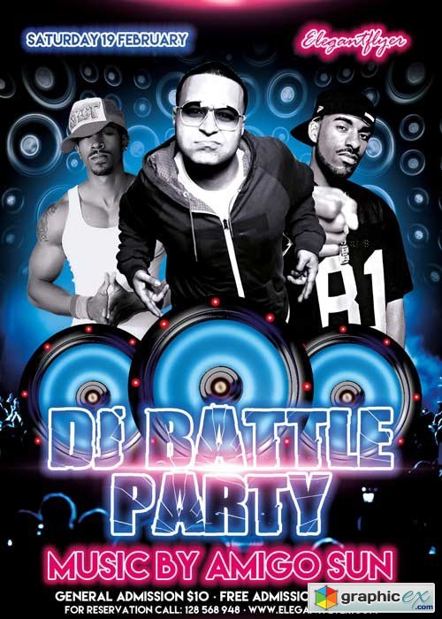  DJ Battle Party Flyer PSD Template + Facebook Cover