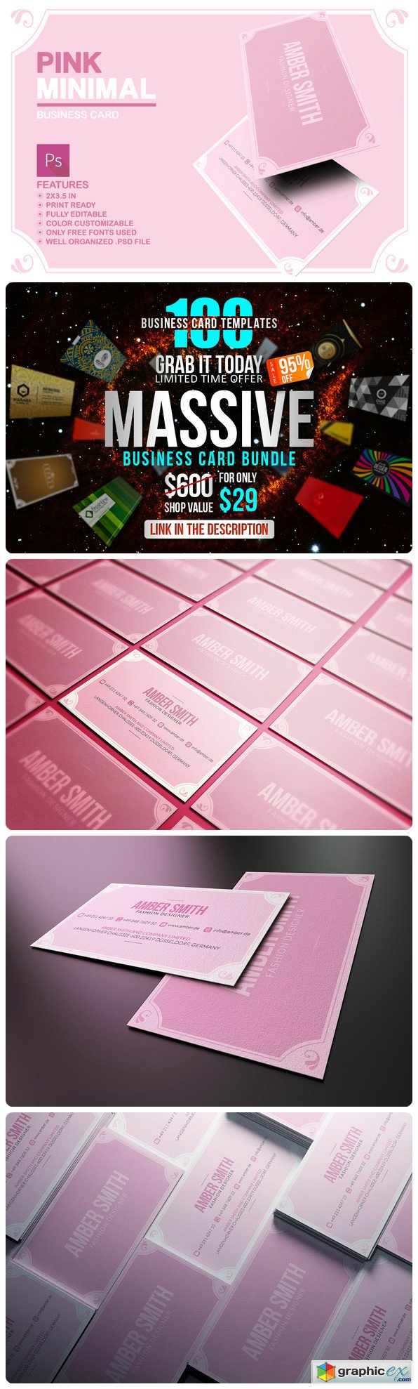 Pink Minimal Business Card