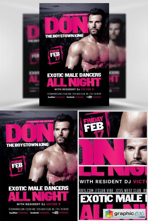  Male Dancers Flyer Template