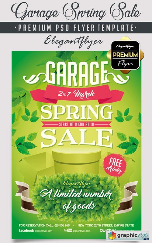 Garage Spring Sale Flyer PSD Template + Facebook Cover