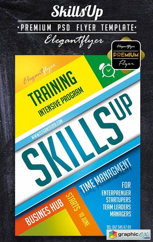 SkillsUp PREMIUM Flyer PSD Template + Facebook Cover