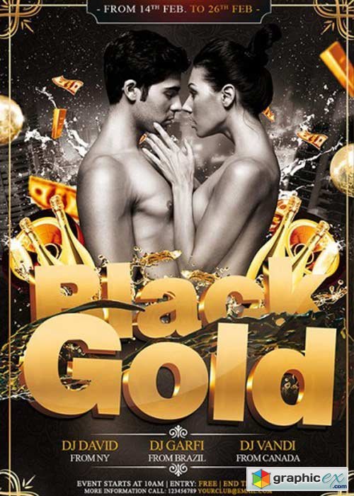 Black Gold Party Premium Flyer Template