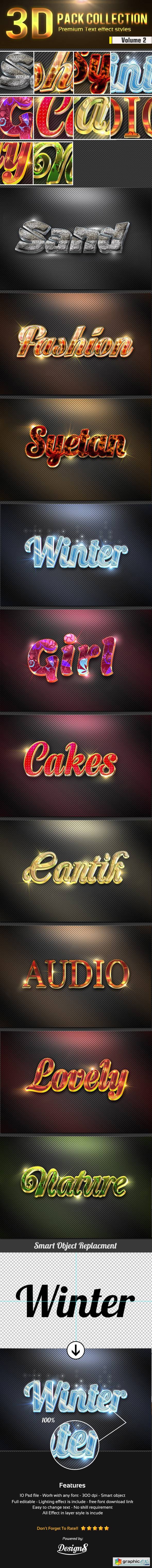 New 3D Photoshop Text Effect Style Vol 2
