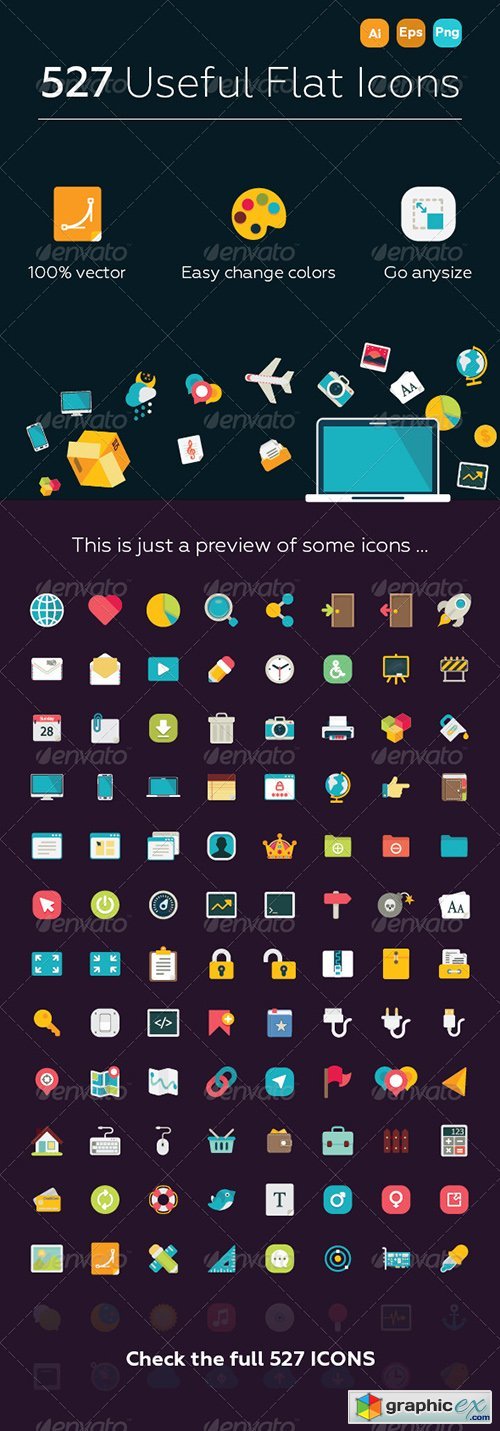 527 Useful Flat Icons