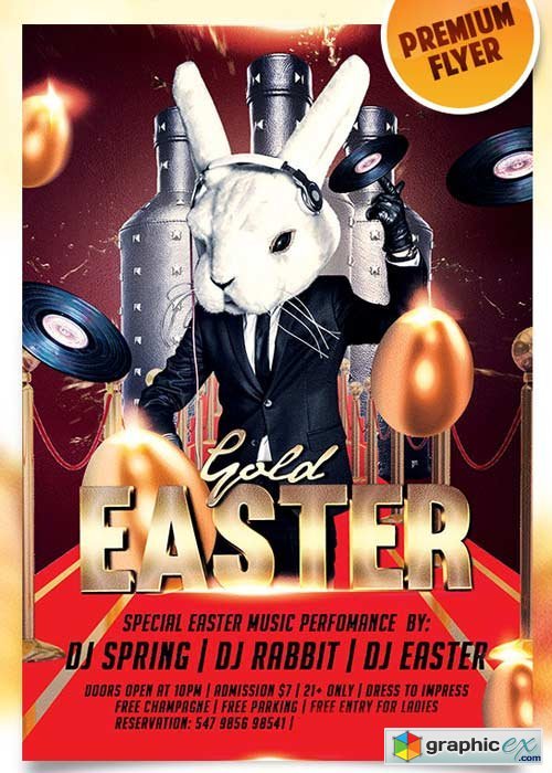 Gold Easter Flyer PSD Template + Facebook Cover