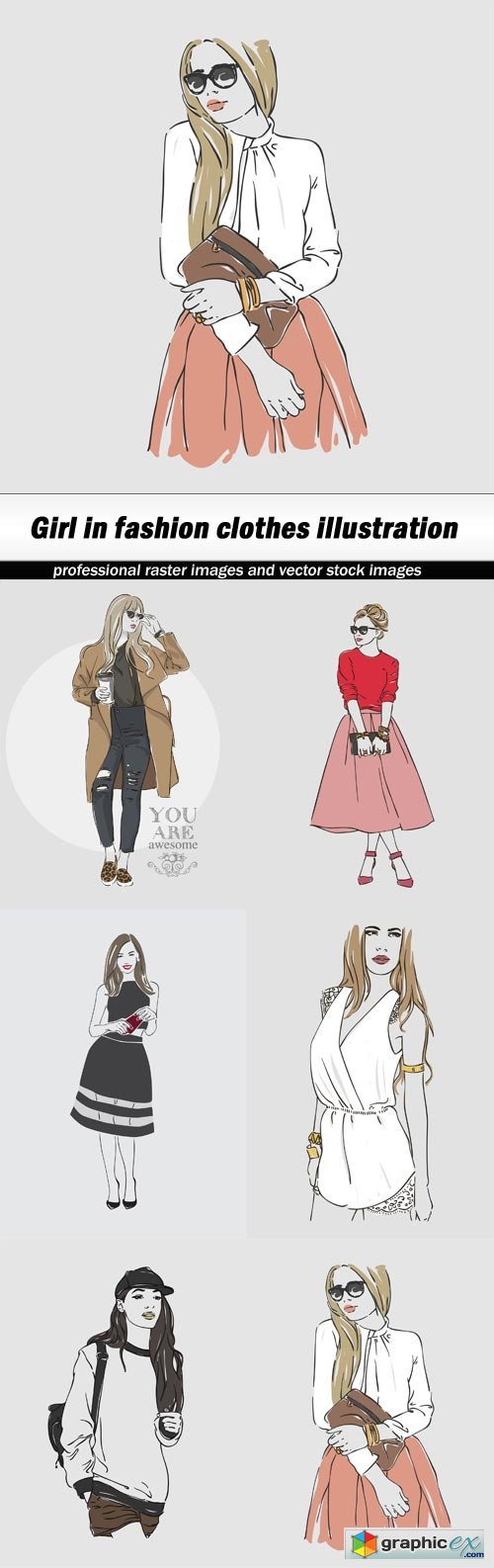 Girl in fashion clothes illustration