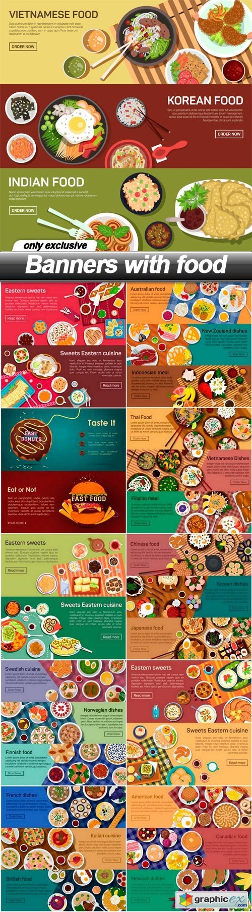 Banners with food - 11 EPS