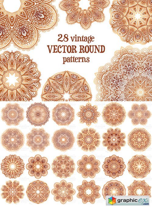 Set of 28 vintage round patterns
