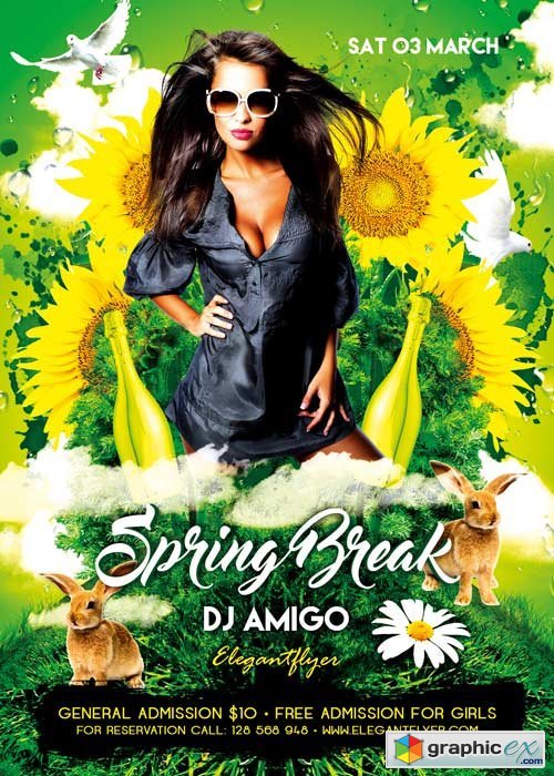 Spring Break V02 Flyer PSD Template + Facebook Cover