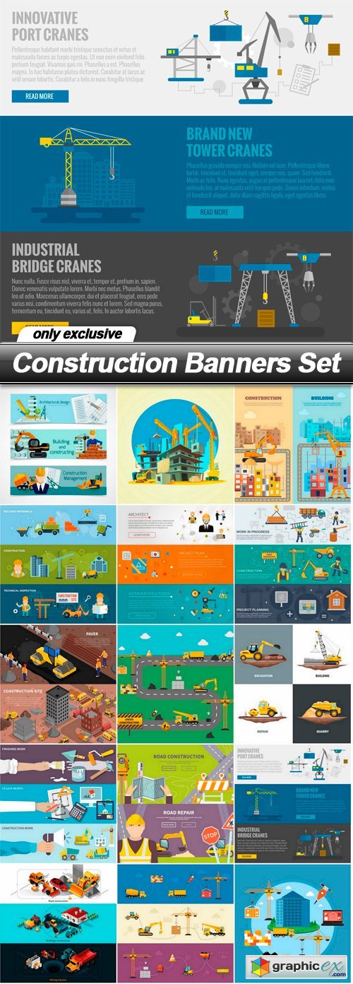Construction Banners Set - 15 EPS